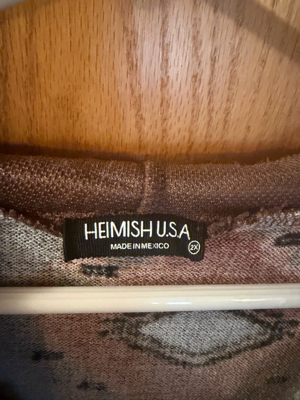 HEIMISH USA Women's Geometric Hooded Cardigan - Brown, Gray & Rust - Picture 2 of 3